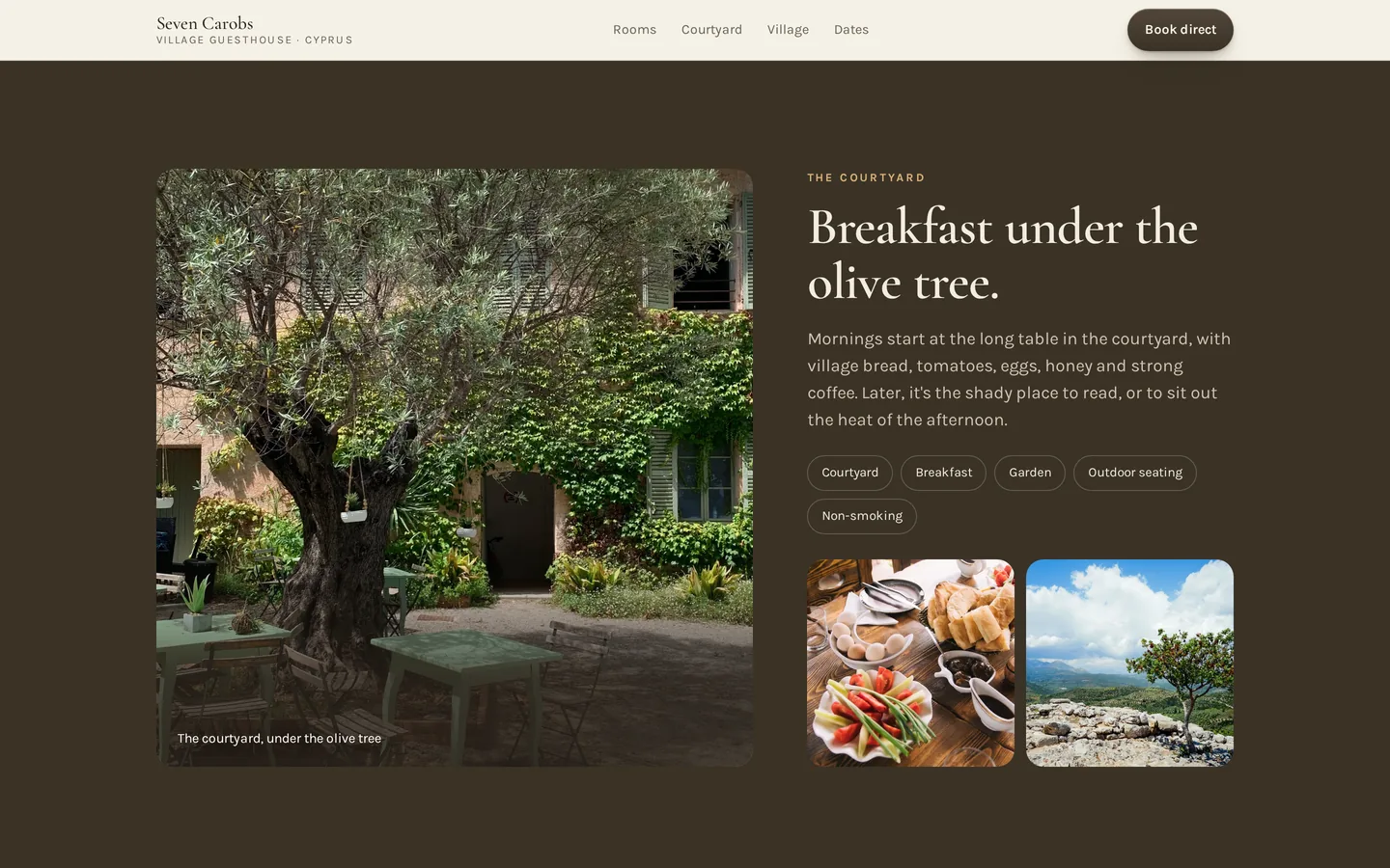 Example design: the courtyard section of the fictional Seven Carobs site